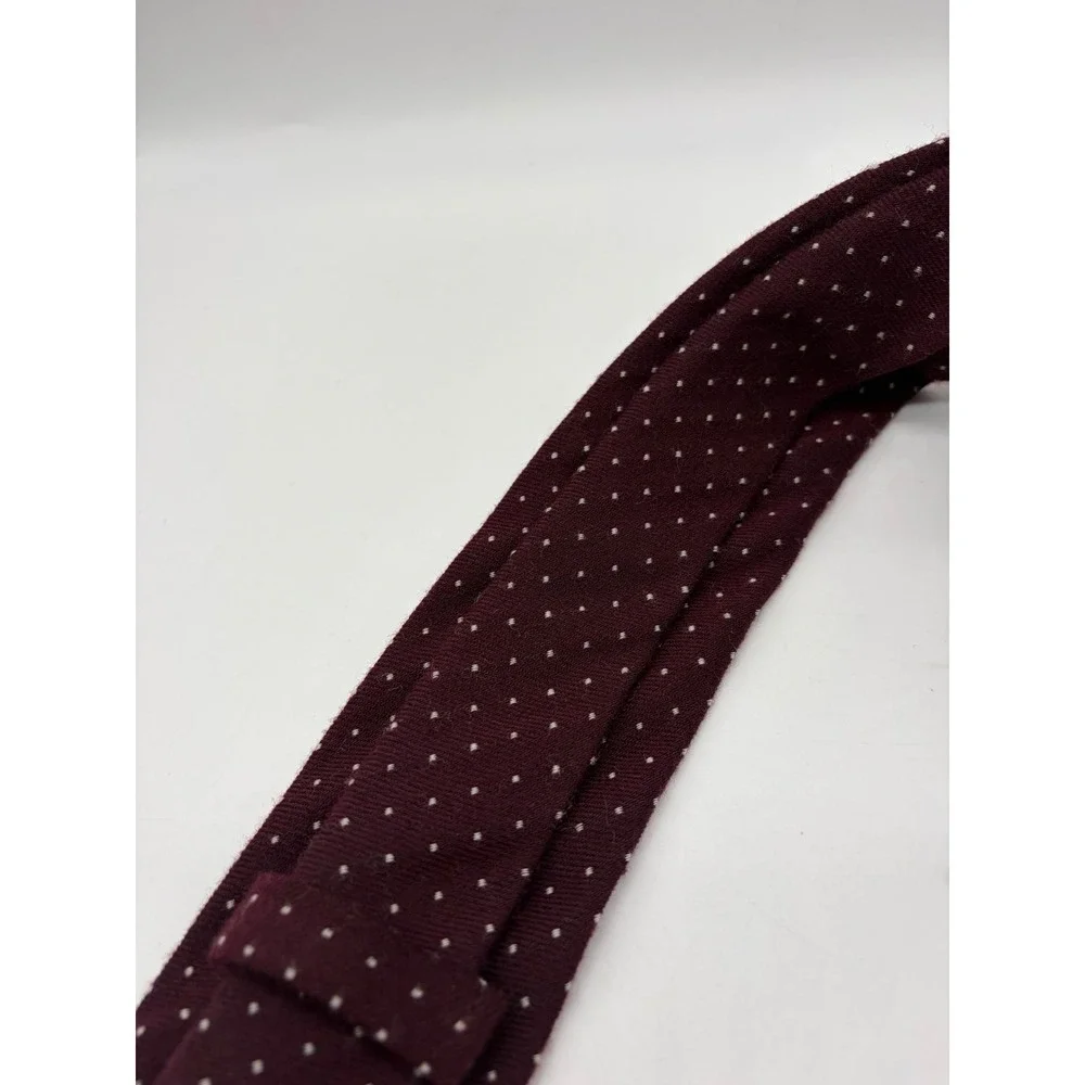 Bonobos Tie Mens OS Burgundy Micro Dot Wool Silk Blend Handmade USA Slim Classic